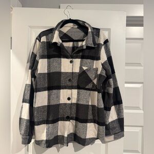 Black and White Plaid Button-Up Shirt
